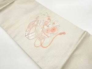 文箱に牡丹・梅模様刺繍名古屋帯